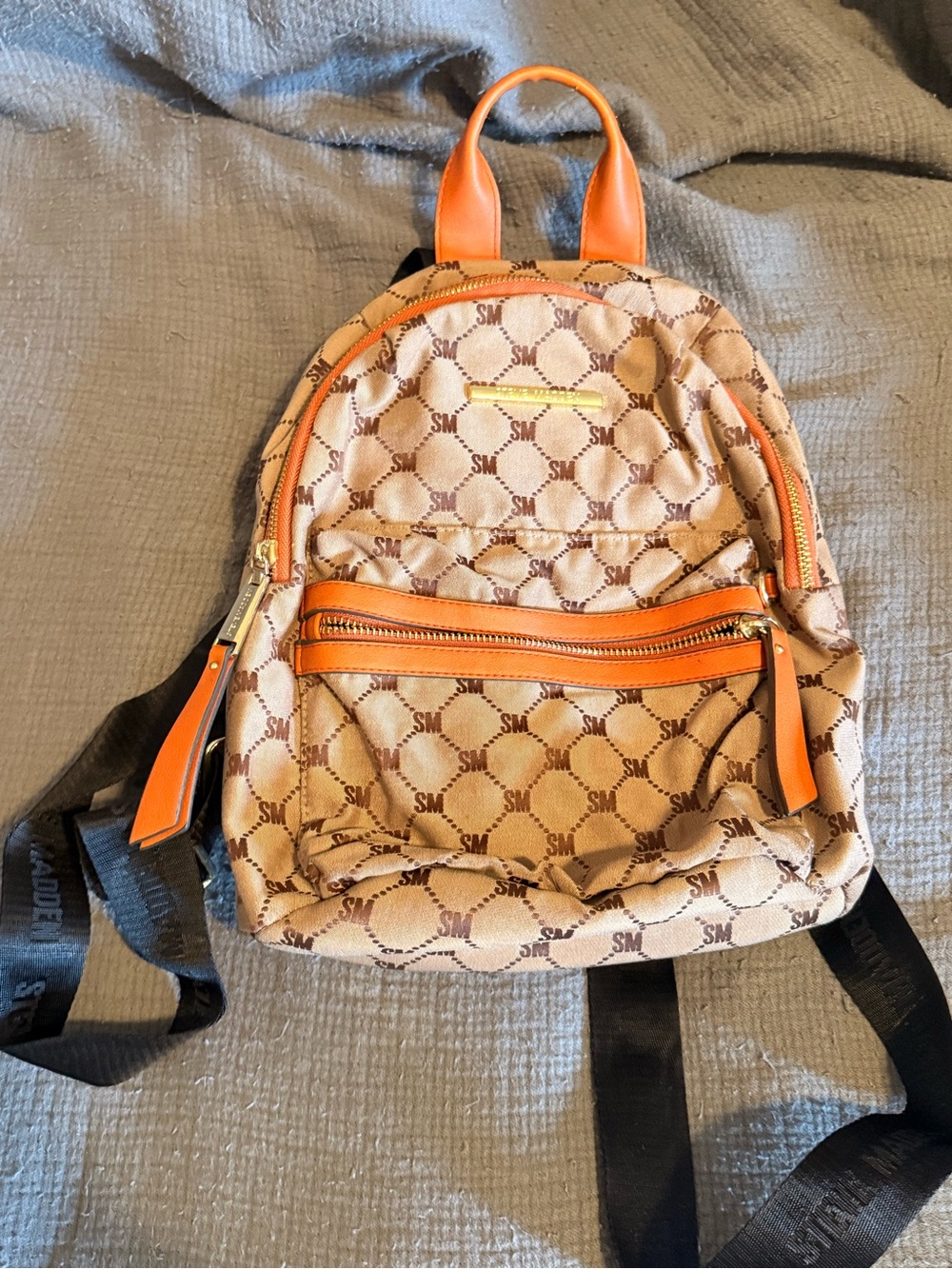 Steve Madden Beige & Orange Mini Backpack
